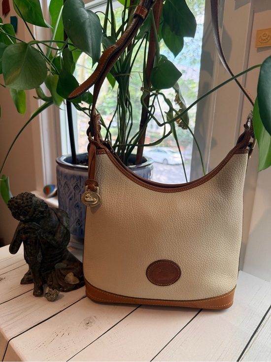 Dooney & Bourke Handbags - Dooney & Bourke | Vintage Cream & Tan All-Weather Pebbled Leather Shoulder Bag
